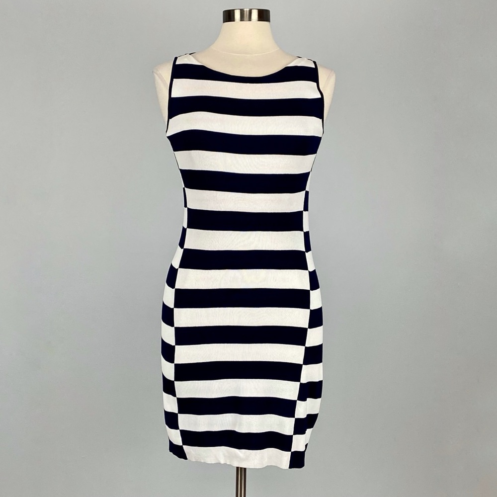 Theory Womens Lasina Striped Sleeveless Bodycon Dress Blue White Knit size XS - Picture 3 of 11